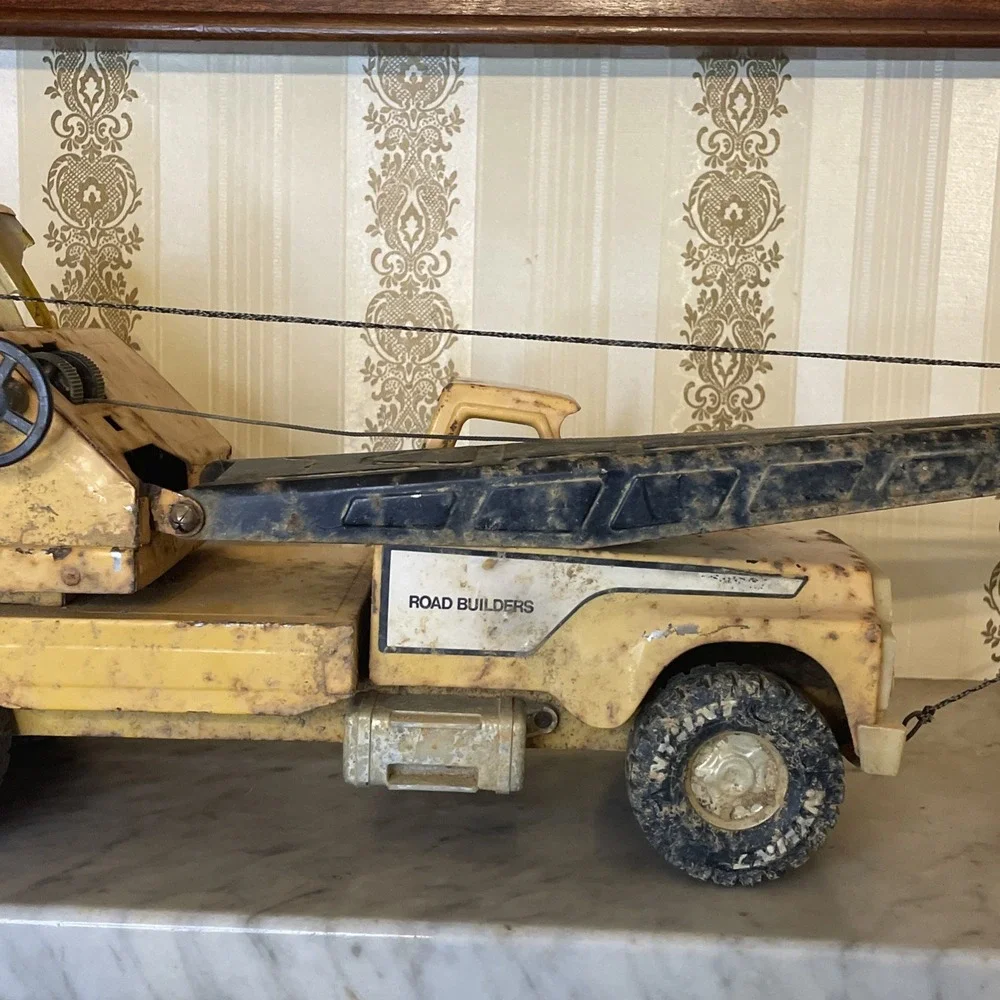 Nylint Road‎ Builders 1950s 1960s Yellow Metal Steel Crane WORKING Distressed